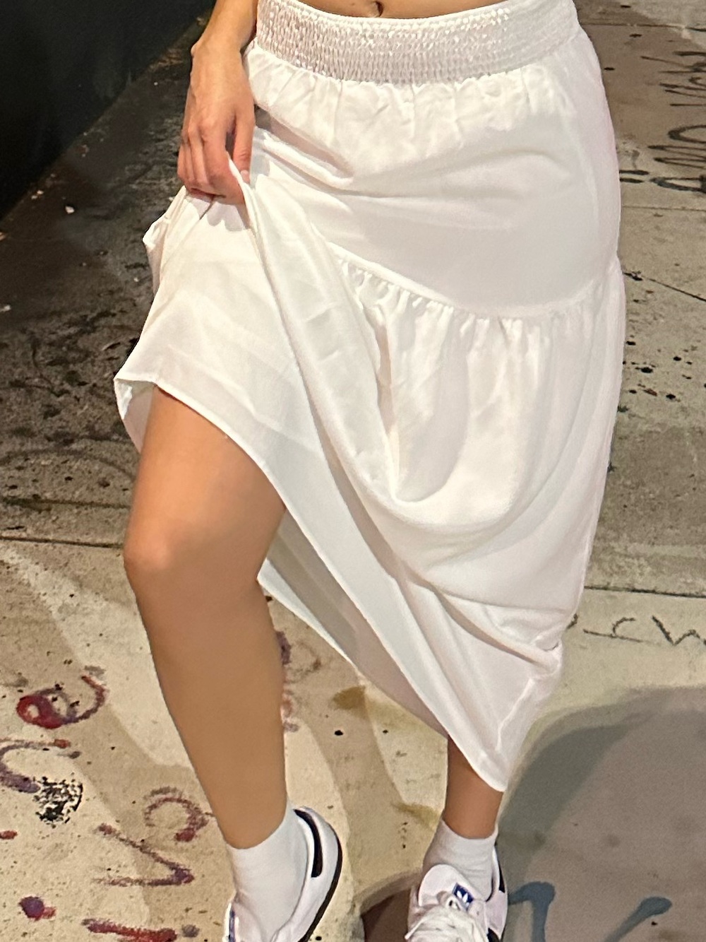 Princess Polly White Midi Skirt with Smocked Waist